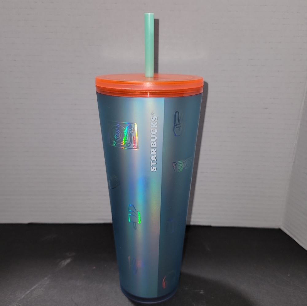 Starbucks Back to School Icy Blue Soft Touch Emoji 2022 Venti 24oz Tumbler